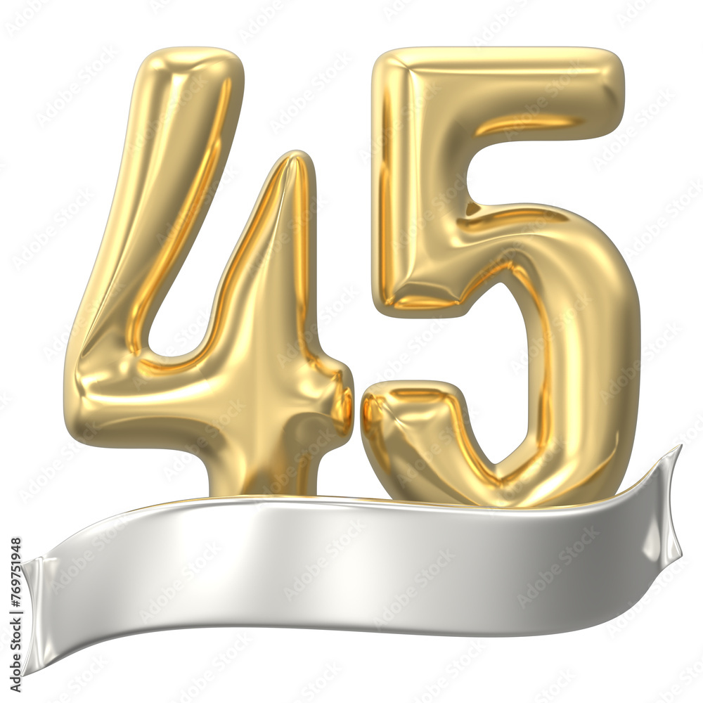 Gold Number 45 Anniversary 3D Render Gold Number 45 Anniversary 3D Render