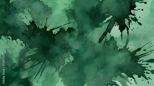 Abstract watercolor paint background dark green. Generative AI