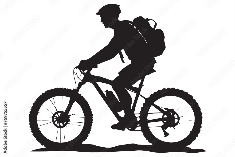 Fototapeta premium Mountain bike riding silhouette vector