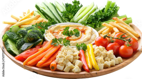 Veggie Platter with Hummus on Transparent Background PNG