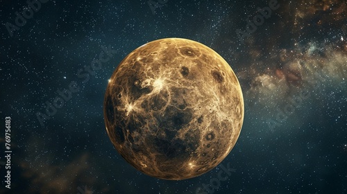 Interstellar AI production, Venus against cosmos, starlight, wide shot, ethereal mood
