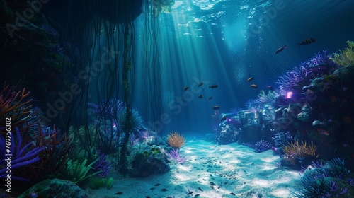 a underwater scene with fish and plants