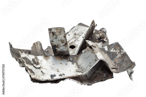 Rusty and corroded metal debris isolated on transparent background