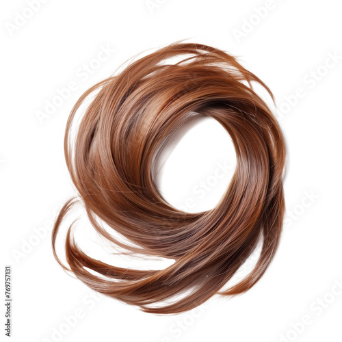 Swirl of brunette hair isolated on transparent background