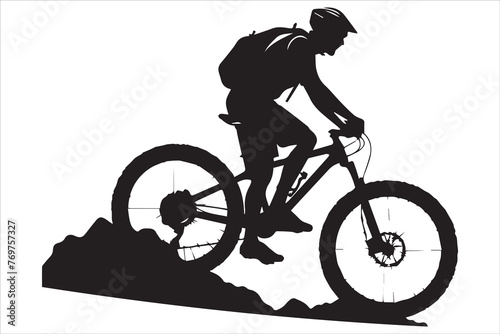 Mountain bike riding silhouette