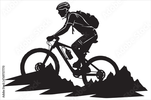 Mountain bike riding silhouette