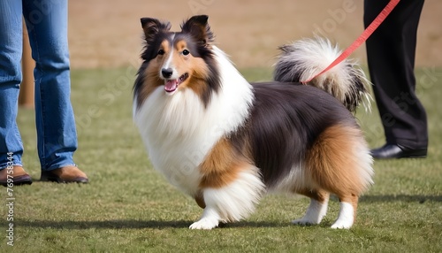 Shetland Sheepdog Competing In An Obedience Competition