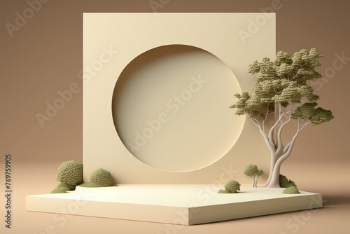 White Sculpture Encasing Tree