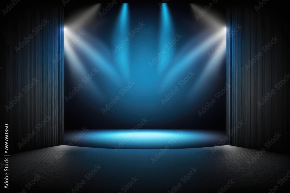 An Empty Stage With Three Spotlights