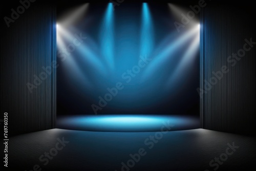 An Empty Stage With Three Spotlights photo