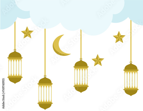 Ramadhan Kareem Lantern Background Illustration
