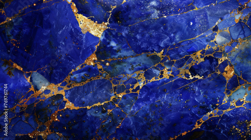 A stunning high-resolution image showcasing the deep blue of lapis lazuli stone with intricate golden veins