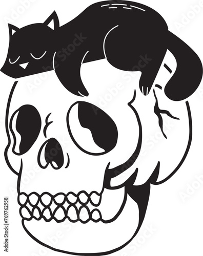 Halloween Cat Skull Vector, Trick Or Treat Design, Cat Mom Quote