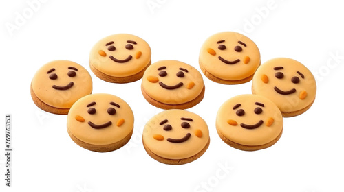 Smiley cookies isolated on transparent a white background 