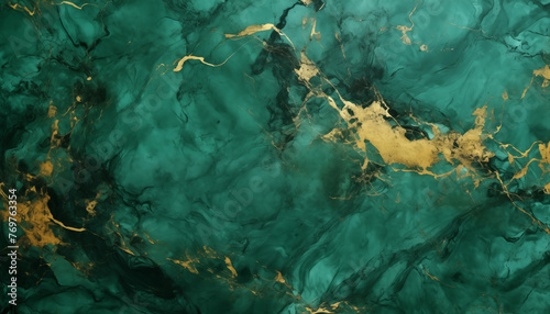 Gold and green marble background