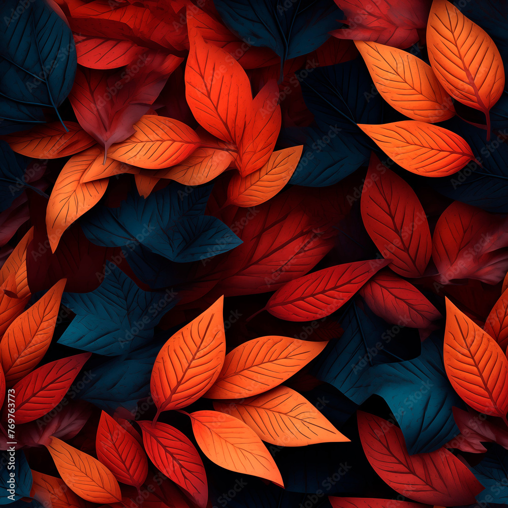 Autumn leaves background. Seamless texture