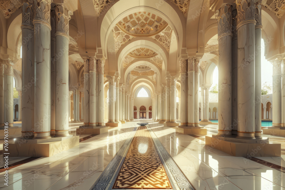 Islamic Architecture Interior with Stunning White and Beige Aesthetic