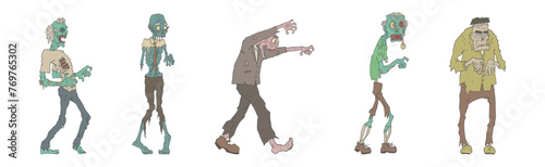 Comic Zombie Monster and Halloween Beast Vector Set