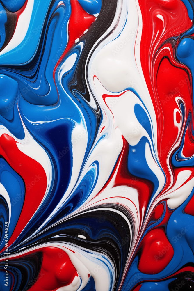 Obraz premium white, black, red, and blue marble background
