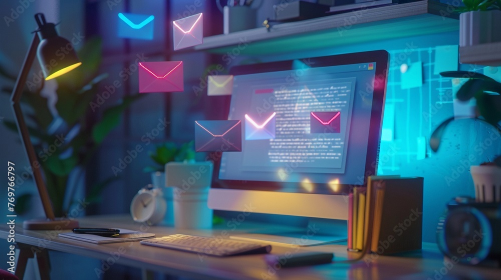 Naklejka premium Email Marketing Campaign, mockup of an email marketing campaign