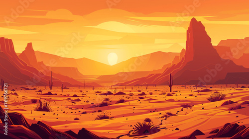 Morning beautiful desert landscape illustration image used for UI design.  © Aisyaqilumar