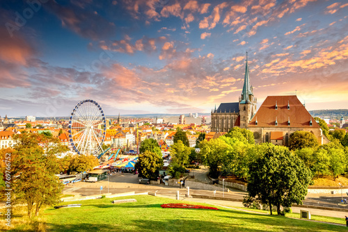 Ausblick über Erfurt und die Kathedrale, Deutschland 