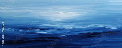 Abstract blue sea waves painting