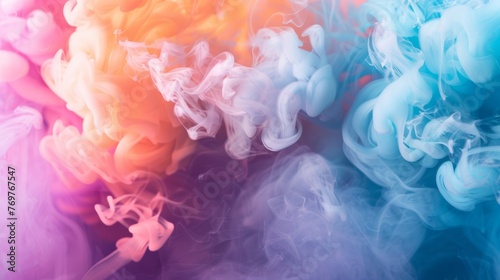 Colorful smoke swirls on a blurred background