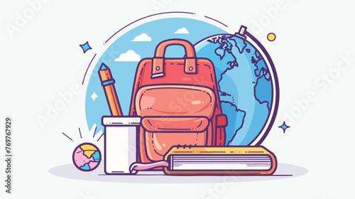 Back to school education backpack and notebook with