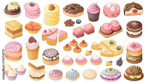 Colorful Assortment of Sweet Desserts, Cookies, and Pastries on Transparent Background - Tempting Treats for Any Celebration or Indulgent Snack
