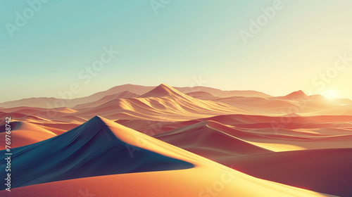 Morning beautiful desert landscape illustration image used for UI design. 