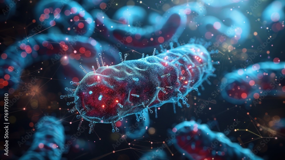 Obraz premium Microbiology low poly wireframe banner vector template