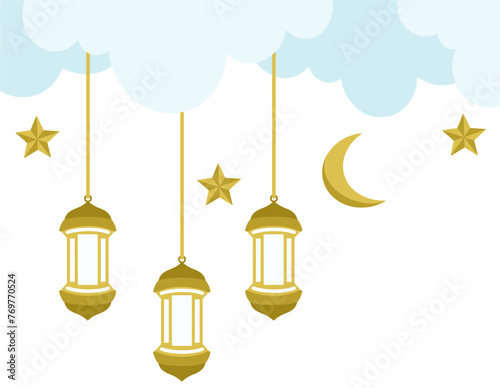 Ramadhan Kareem Lantern Background Illustration
