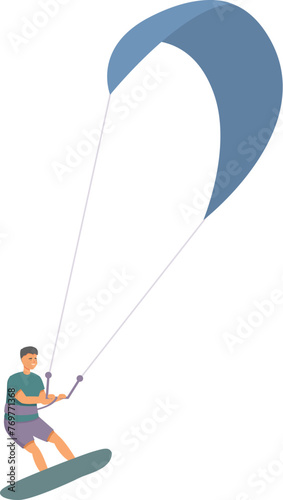 Extreme kitesurfing icon cartoon vector. Sports action. Speed summer beach