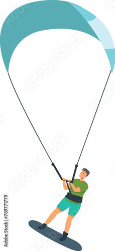 Kitesurfing adventure icon cartoon vector. Dynamic beach air. Action sports