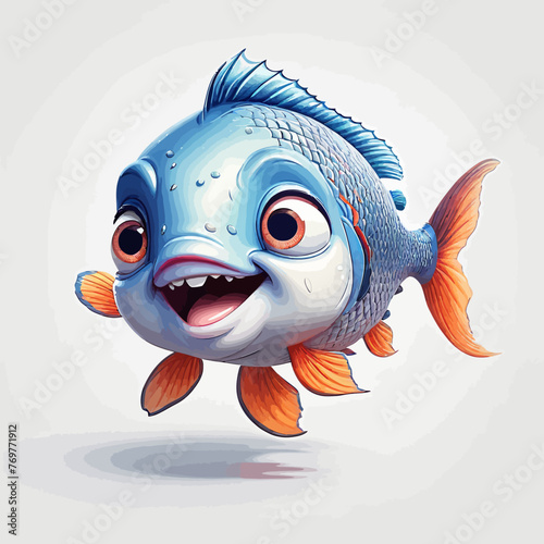 Cute Fish Cartoon Logo Design Very Cool