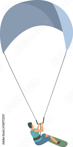 Kitesurfing activity icon cartoon vector. Dynamic sport. Freestyle action
