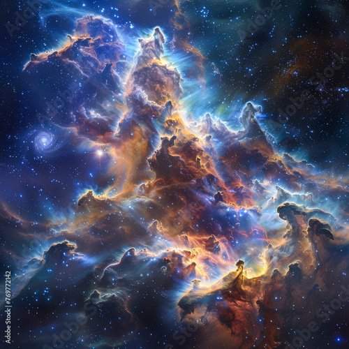 Space Photography. Generated Image. A digital rendering of beautiful space photography showing the wonder and infinity of outer space.
