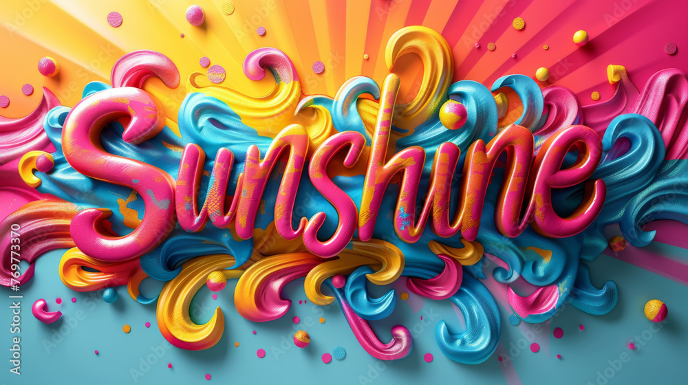 The image shows a vibrant, single-colored background with the words 'Sunshine' written in bold letters in the center.