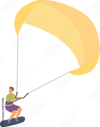 Surfer wind jump icon cartoon vector. Kitesurfing sport. Skill fly liquid