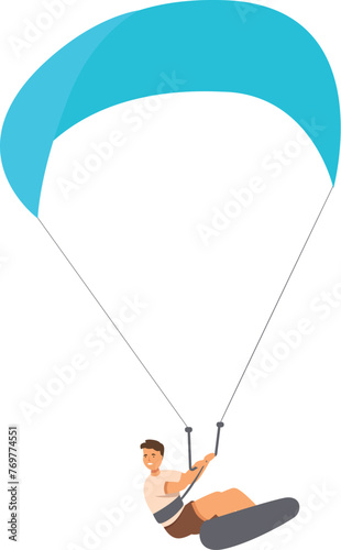 Happy kitesurfing icon cartoon vector. Dynamic freestyle. Sports equipment