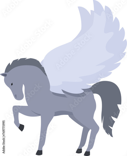 Horse crest blazon icon cartoon vector. Ancient pegasus. Legendary tale