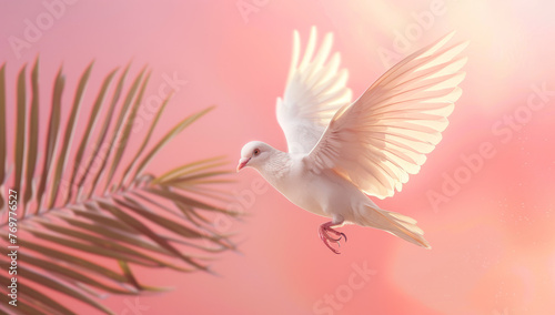 Heavenly Dove: Ethereal Pink Sky