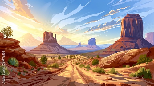 Western Desert Landscape Illustration photo