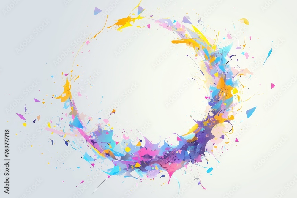 Colorful splashes of paint in the shape of a circle