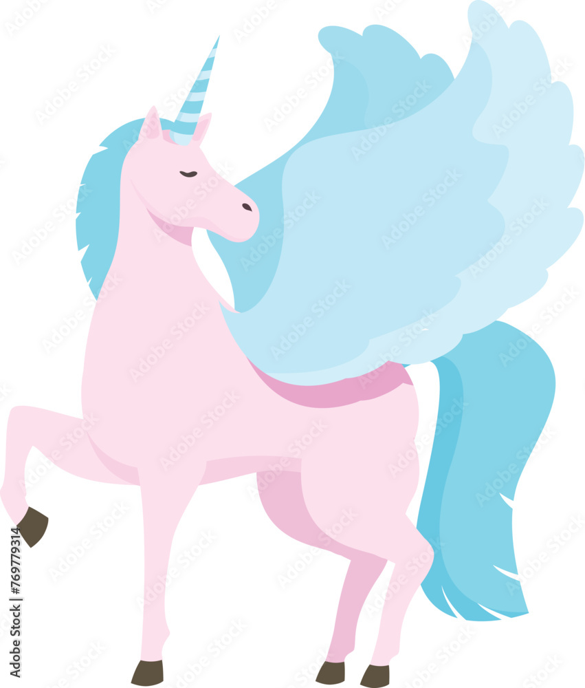 Heaven unicorn icon cartoon vector. Ancient horse. Crest blazon animal