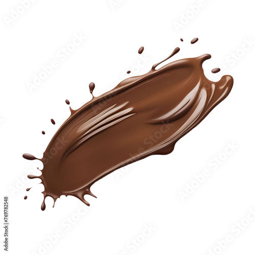 Splash de chocolate. Mancha marrom de chocolate derretido.