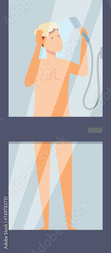 Daily body wash bath icon cartoon vector. Everyday cleaning body. Bath room care