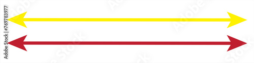 Horizontal dual thin long straight double ended arrow.  Vector illustration. EPS 10
