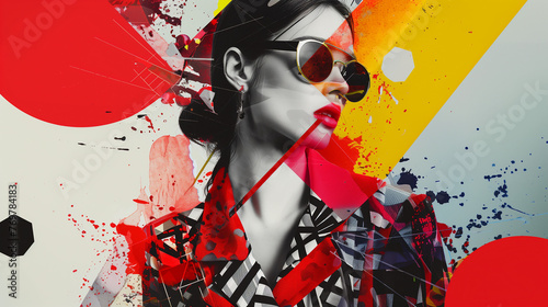 cllage poster woman fashion modern with creative vibrant color.